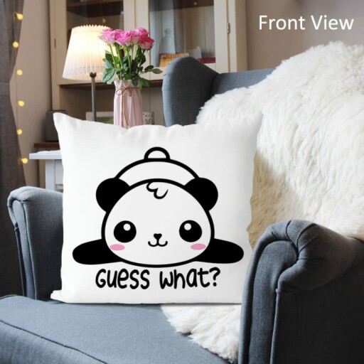 Colorful reversible pillow covers featuring playful panda designs.