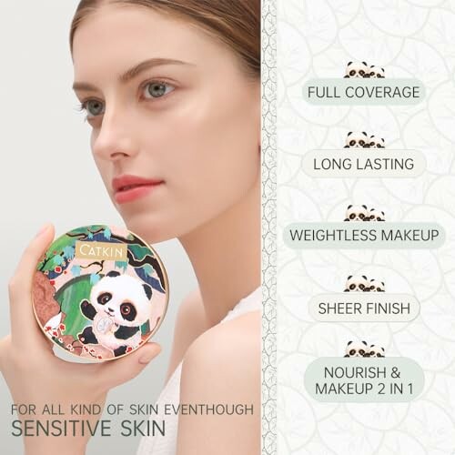 Woman holding Catkin cushion foundation for sensitive skin