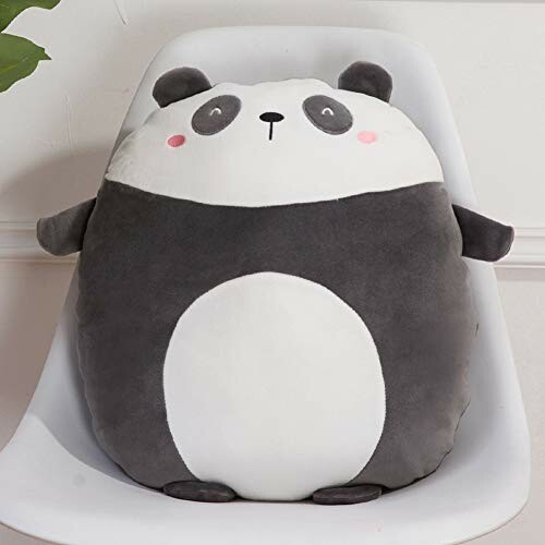 Cute panda plush toy on a chair.