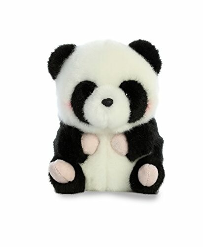 A plush toy panda with black and white fur.