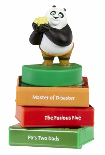 Kung Fu Panda figure on stacked books, inspiring kids to read and learn