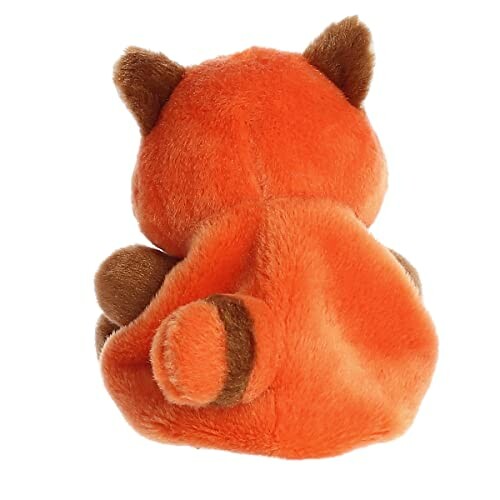 Back view of an orange plush toy with brown ears and tail.