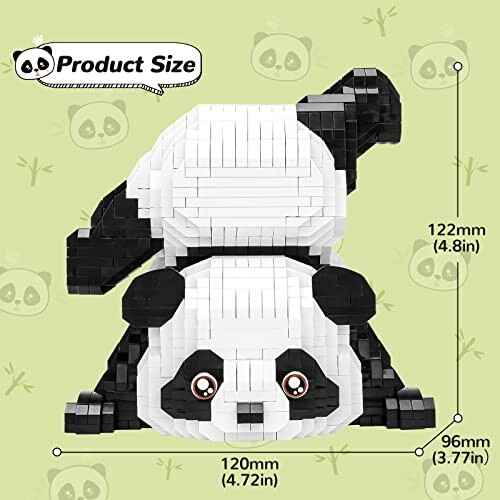 Panda block toy with dimensions in millimeters.