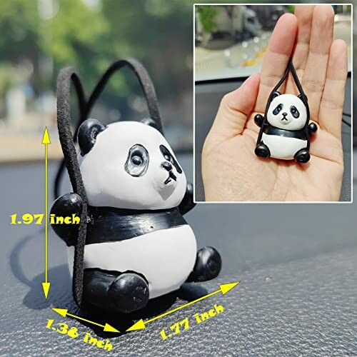 Cute panda car accessory on a dashboard