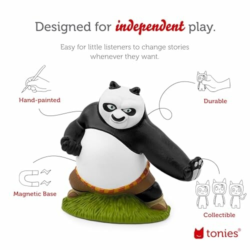 Panda figurine description with features like hand-painted, magnetic base, durable, and collectible.