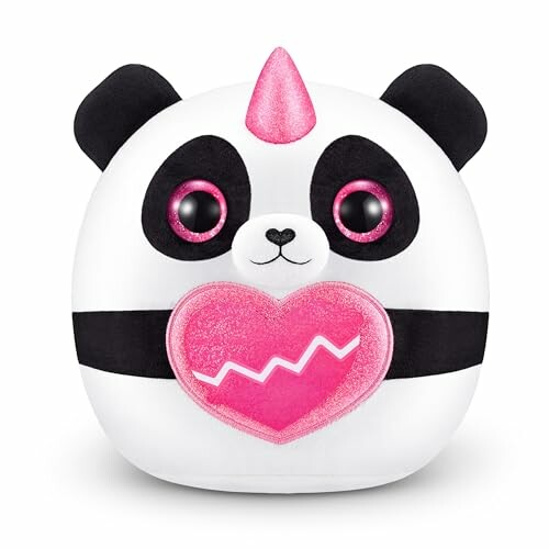 Panda unicorn plush toy with heart design