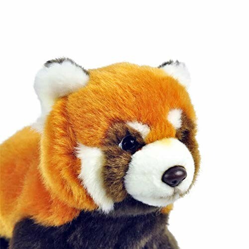 Plush red panda toy with orange and white fur