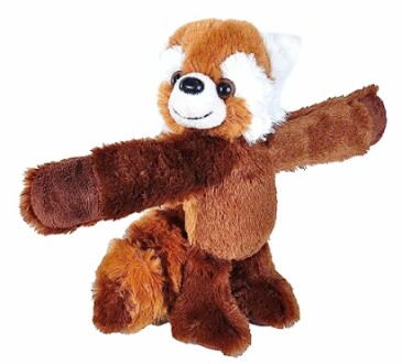 Plush red panda toy with outstretched arms