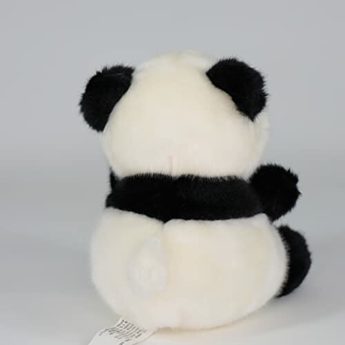 Back view of a stuffed panda toy